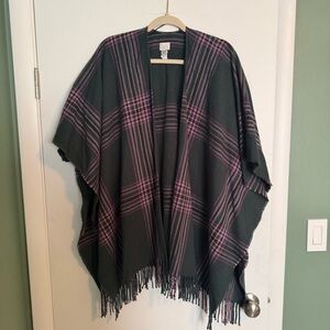 A NEW DAY OPEN FRONT FRINGE SHAWL PONCHO